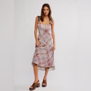 NWOT Free People Morning Dew  Plaid Dress